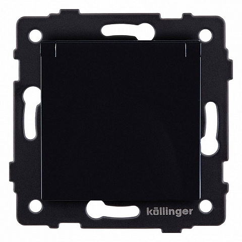 Розетка штепсельная SCHUKO 16A/250 В с крышкой, черный Kollinger для Aspekt, Eleganz, Reflex