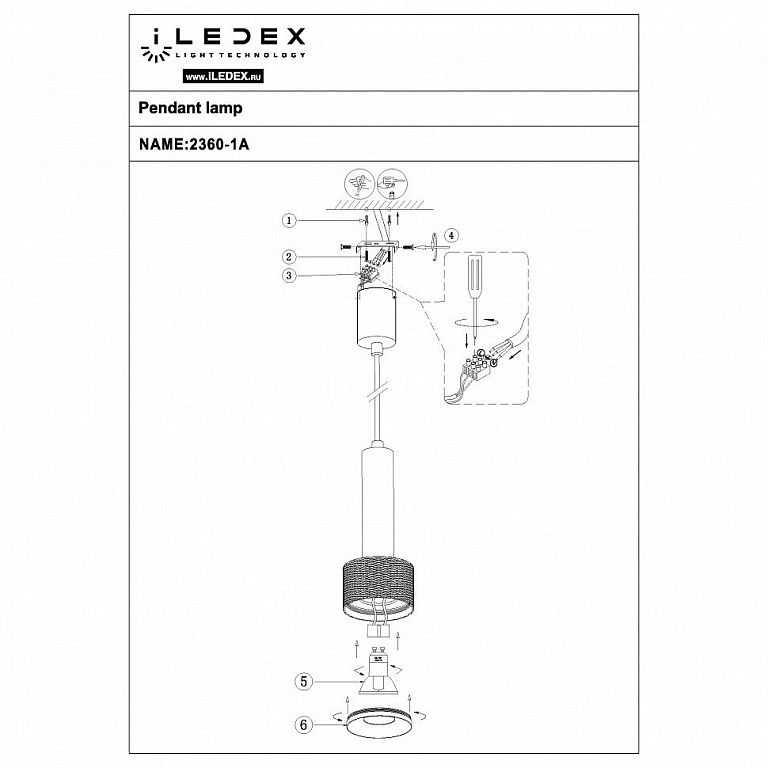 Подвесной светильник iLedex Delta 2362-1 BK+BR