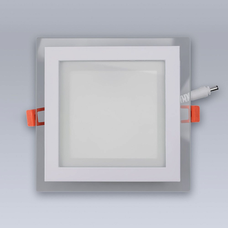 СТЕКЛО Квадрат 12W тёплый 3000К Светодиодный встраиваемый светильник 220V