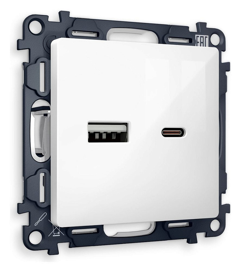Розетка 2хUSB type A и C без рамки Ambrella Volt ALFA MA111010