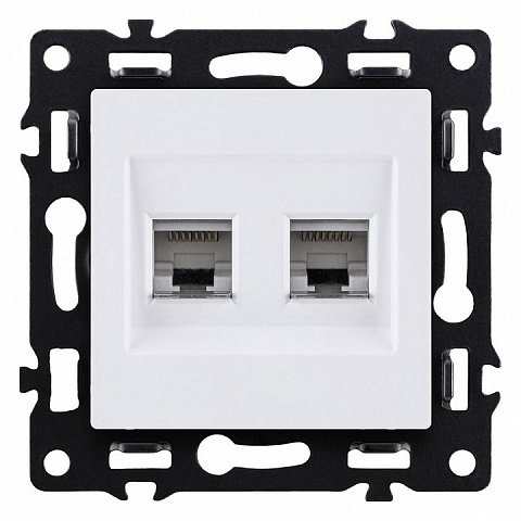 Розетка двойная Ethernet RJ-45 и со шторками, без рамки Kollinger Asthetik AS-018WH