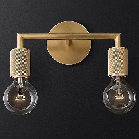 Бра RH Utilitaire Double Sconce Brass арт