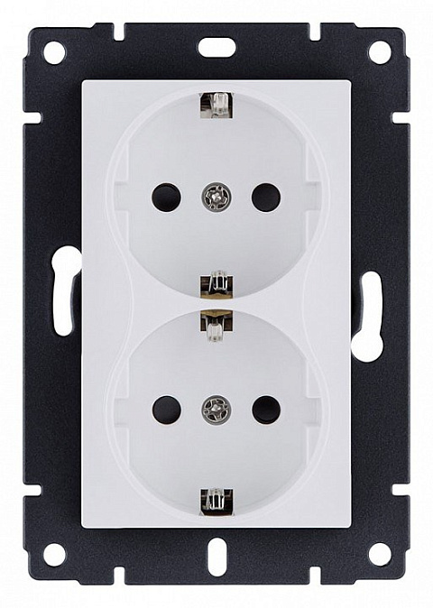 Розетка штепсельная SCHUKO двойная 16A/250 В, белый матовый Kollinger для Aspekt, Eleganz, Reflex