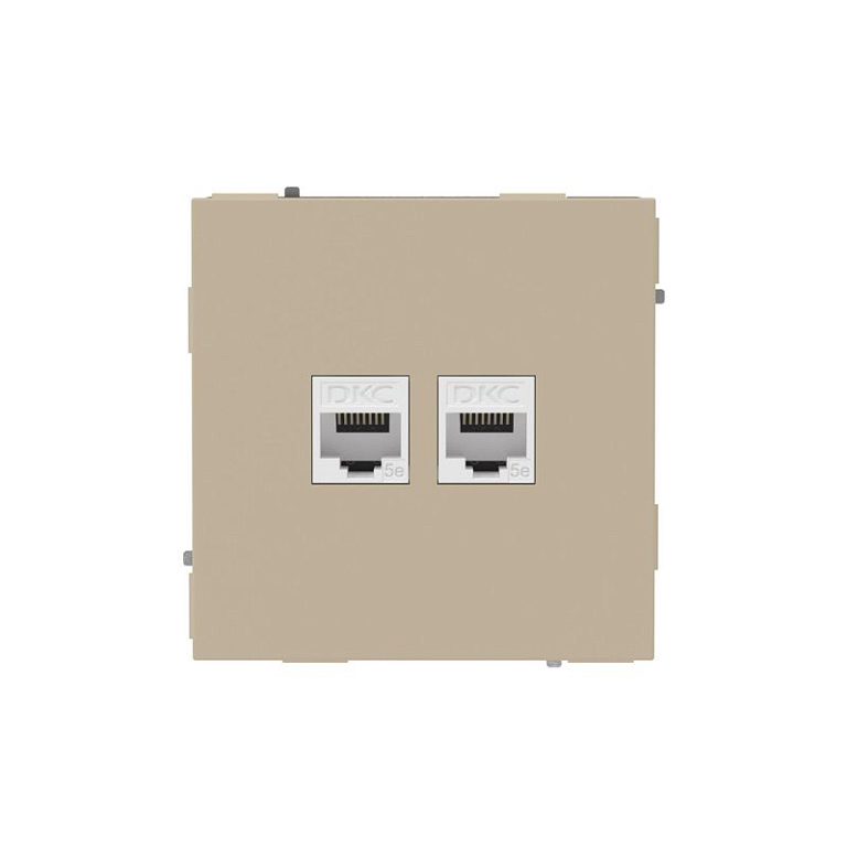 Розетка компьютерная 2-м KANT RJ45 кат.5E без шторки ванильн. марципан DKC 7015664