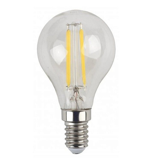 Модель F-LED P45-5W-827-E14 Лампа светодиодная Эра F-LED P45-5W-827-E14 (филамент, шар, 5Вт, тепл, E14)