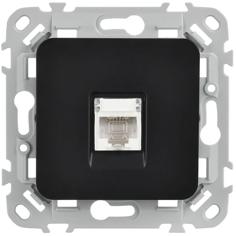 Розетка компьютерная СП FLITE РК6-1-0-ФлЧ RJ45 кат.6 UTP механизм черн. IEK FI-K12-2-K02